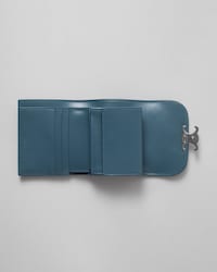 Small Flap Wallet TRIOMPHE IN Shiny calfskin - OCEAN GREY - WALLETS - 2 | CELINE