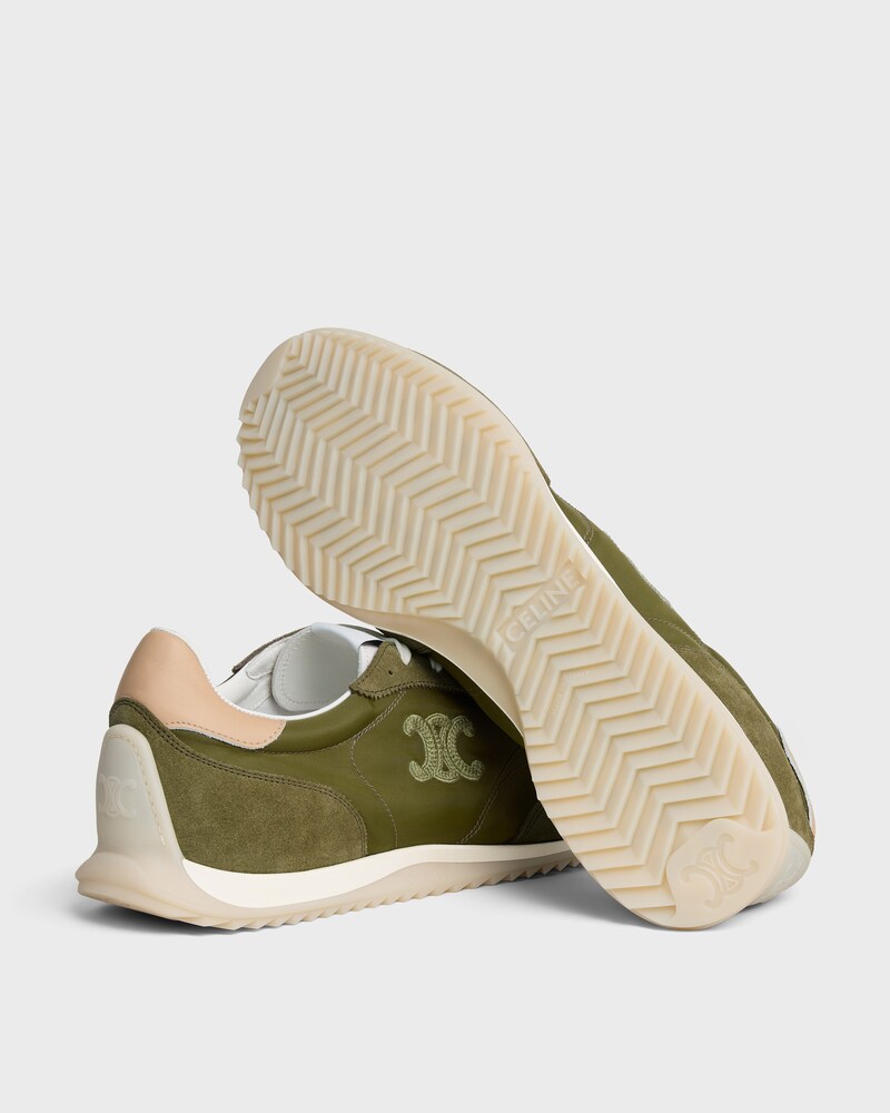 SNEAKER RACER EN NYLON, CUIR DE VEAU VELOURS ET CUIR DE VEAU - OLIVE -  - 1 | CELINE