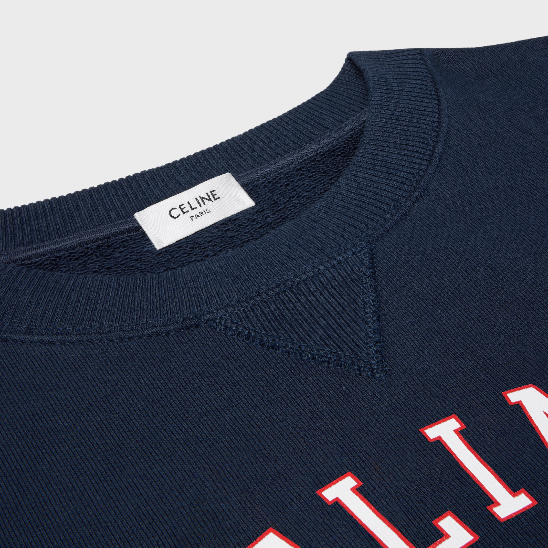 SWEATSHIRT IN cotton fleece - NAVY / RED / WHITE | CELINE