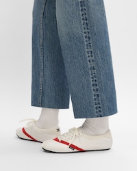 DER FLAT SNEAKER AUS GROSGRAIN, SAMT, ZIEGENWILDLEDER UND LAMMLEDER - WEISS / ROT -  - 2 | CELINE