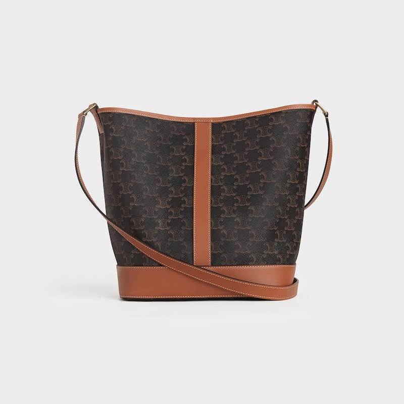 Medium Bucket IN Triomphe Canvas and calfskin - Tan - TOTE BAGS - 1 | CELINE