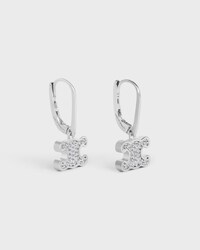 Triomphe Rhinestone Earrings in Brass with Rhodium Finish and Crystals - SILVER - SMALL GIFTS - 2 | CELINE