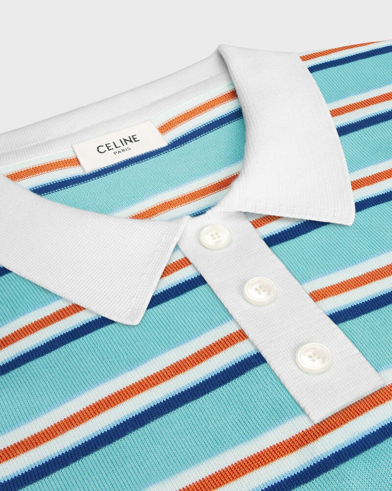 polo sweater IN striped cotton - SKY BLUE / CREAM -  - 1 | CELINE