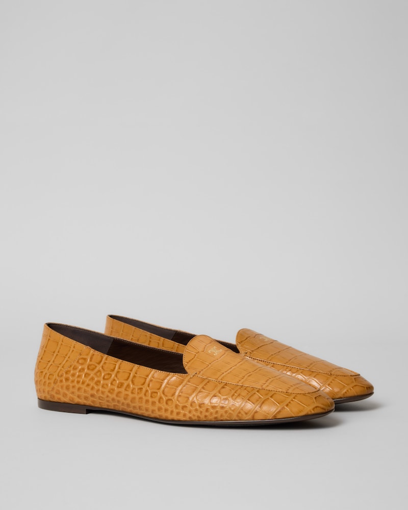 AURA LOAFER IN CROCODILE STAMPED LAMBSKIN - SAHARA -  - 1 | CELINE