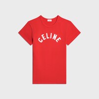 regular t-shirt IN RIBBED COTTON JERSEY - RED CYCLIST/OFF WHITE -  - 1 | CELINE