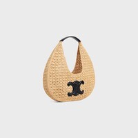celine classic panier HOBO BAG IN Raffia and Calfskin - NATURAL / BLACK - NEW COLLECTION - 2 | CELINE