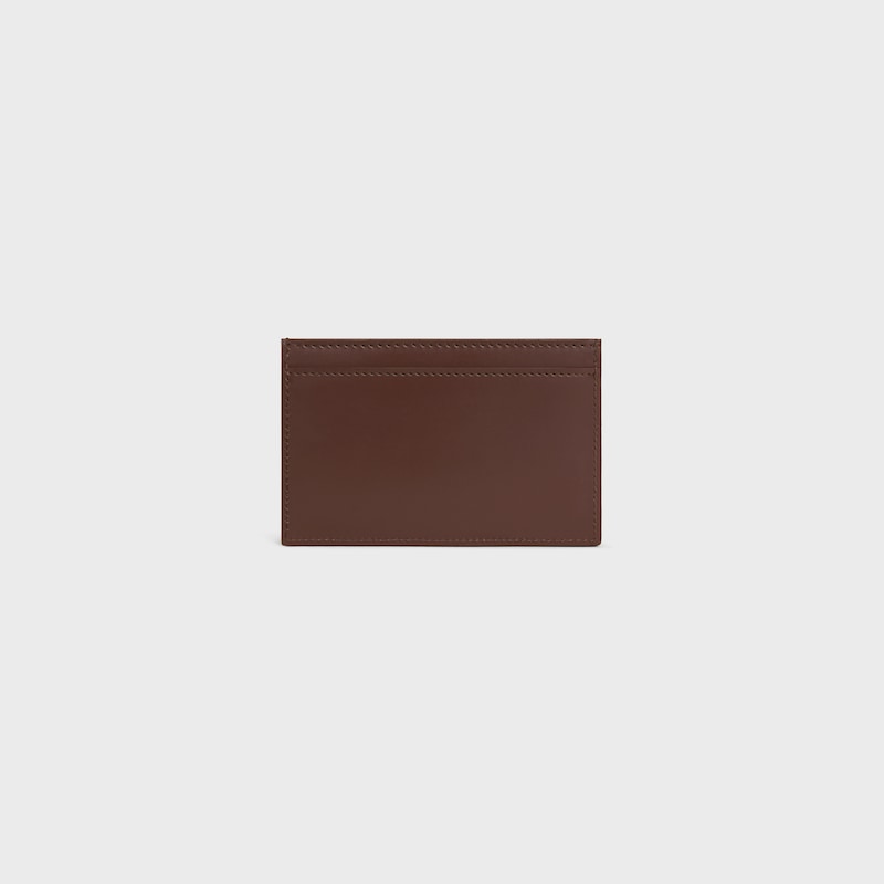 Card holder in Satinated calfskin with triomphe embossed - CHESTNUT - CARD HOLDERS - 1 | CELINE