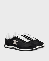 CELINE RACER NIEDRIGER SCHNÜR-SNEAKER MIT TRIOMPHE AUS NYLON, KALBSVELOURSLEDER UND KALBSLEDER - SCHWARZ -  - 2 | CELINE