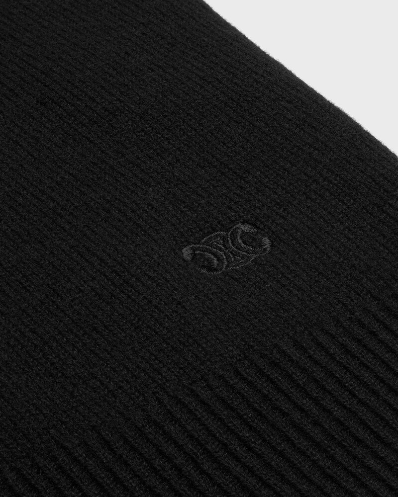 pull col roul&eacute; Cachemire &eacute;cossais - Noir -  - 1 | CELINE