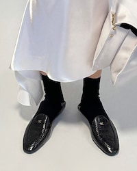 SLIPPER AURA EN CUIR IMPRIMÉ CROCO - Noir -  - 2 | CELINE