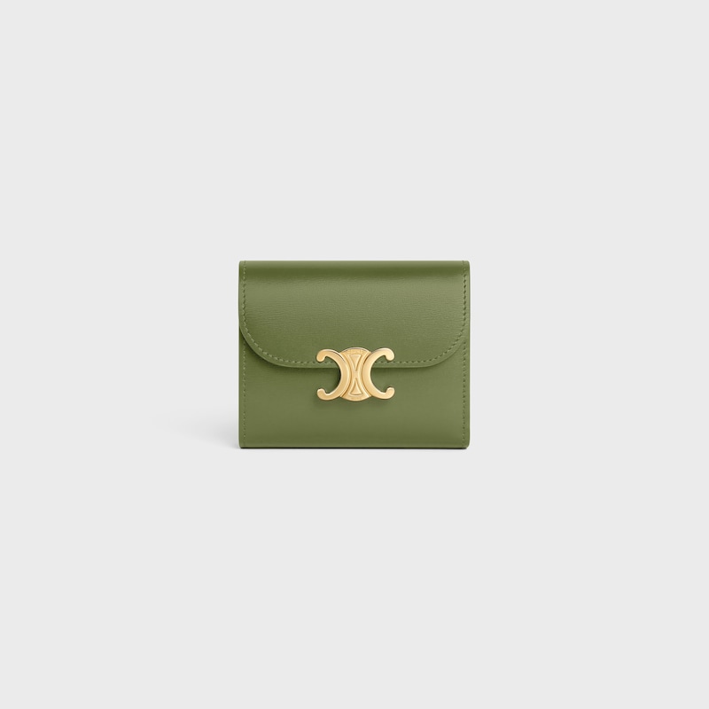 Kleine Brieftasche mit Umschlag TRIOMPHE AUS glänzendem Kalbsleder - HELLES KHAKI - BRIEFTASCHEN - 1 | CELINE