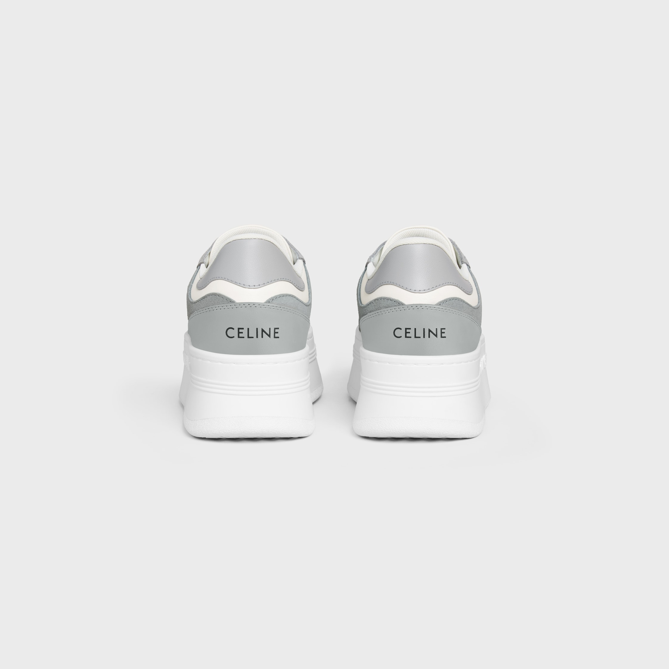 BLOCK WEDGE SNEAKER IN CALFSKIN AND SUEDE CALFSKIN - Optic White