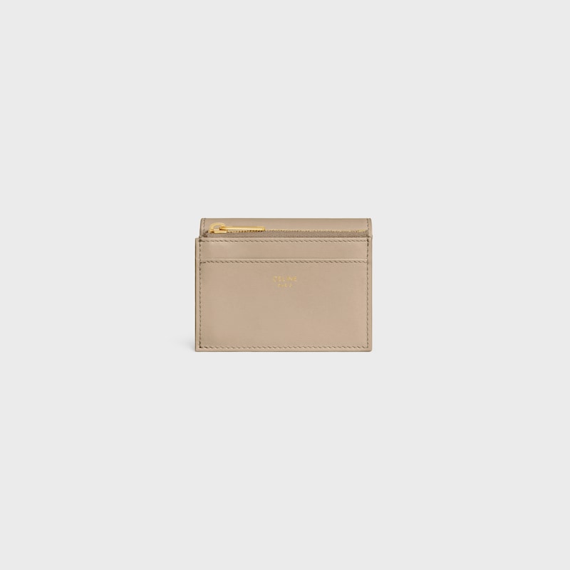COMPACT WALLET WITH COIN TRIOMPHE in Shiny calfskin - CAPPUCCINO - COIN HOLDERS - 1 | CELINE