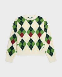 crewneck sweater IN argyle cashmere - WHITE/GREEN/RED -  - 1 | CELINE