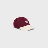 Triomphe richelieu cap IN cotton twill - DARK BURGUNDY / CREAM -  - 1 | CELINE