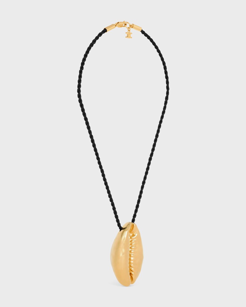 Celine Défilé Shell Necklace in Brass with Gold Finish and Silk - BLACK / GOLD - NEW - 1 | CELINE