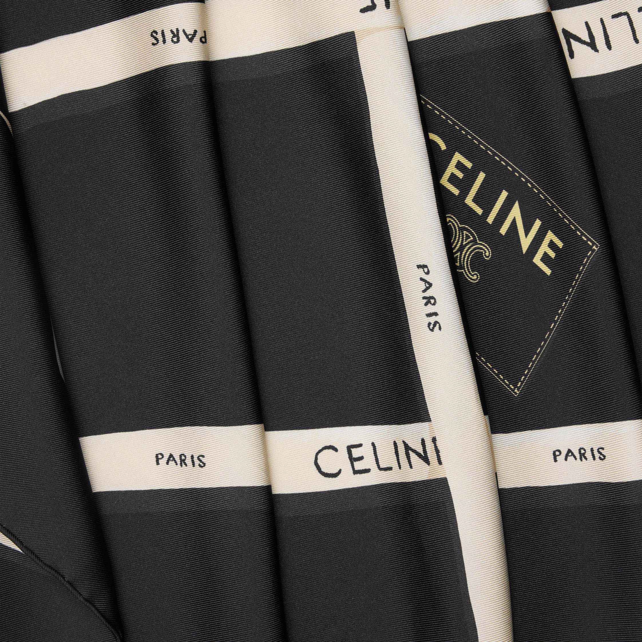square IN silk twill - BLACK/IVORY/YELLOW | CELINE