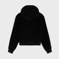 loose zip up hoodie IN velvet jersey - BLACK / WHITE -  - 2 | CELINE
