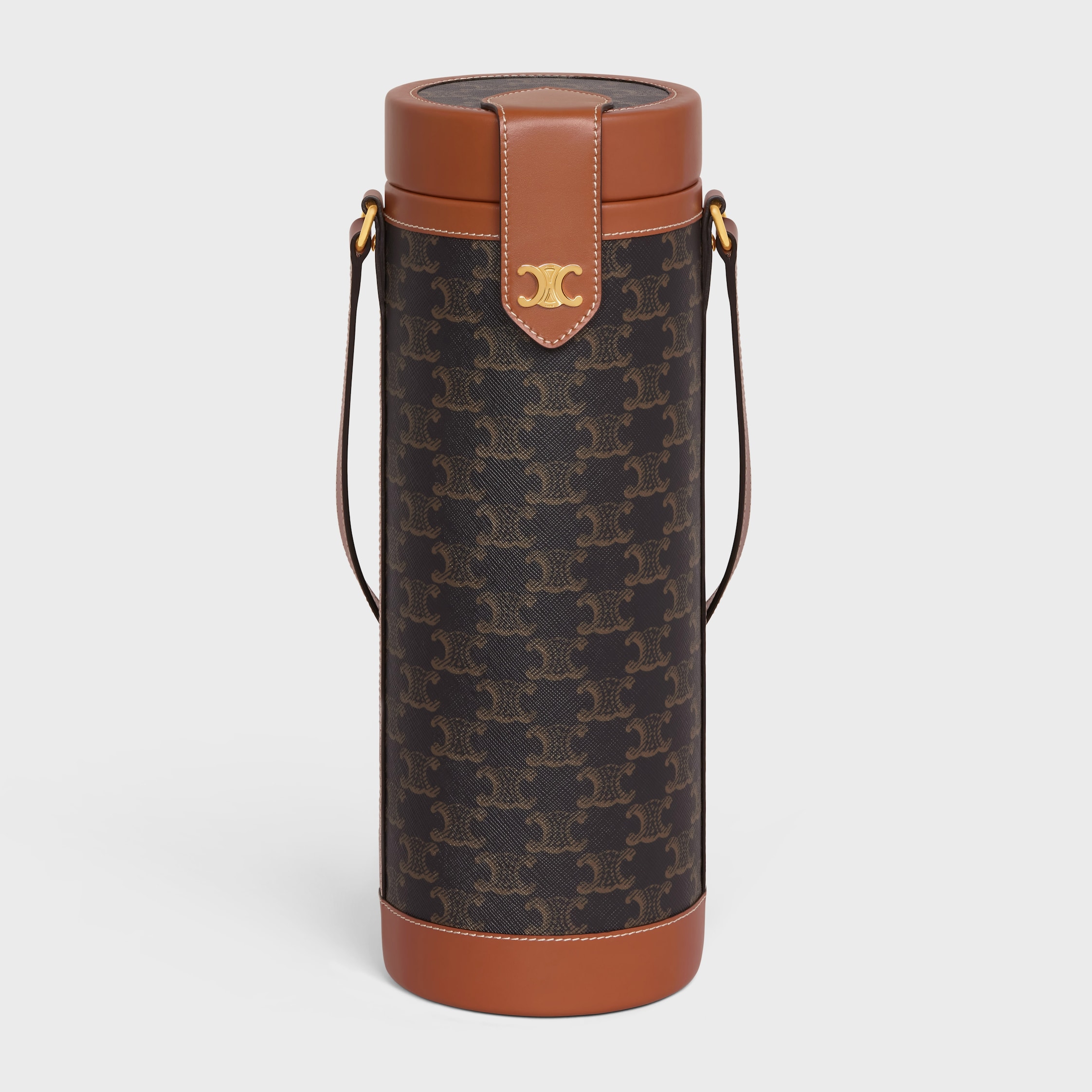 CELINE champagne case in triomphe canvas and calfskin