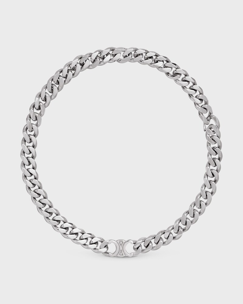 Triomphe Gourmette Necklace in Brass with Rhodium Finish - SILVER - ALL GIFTS - 1 | CELINE
