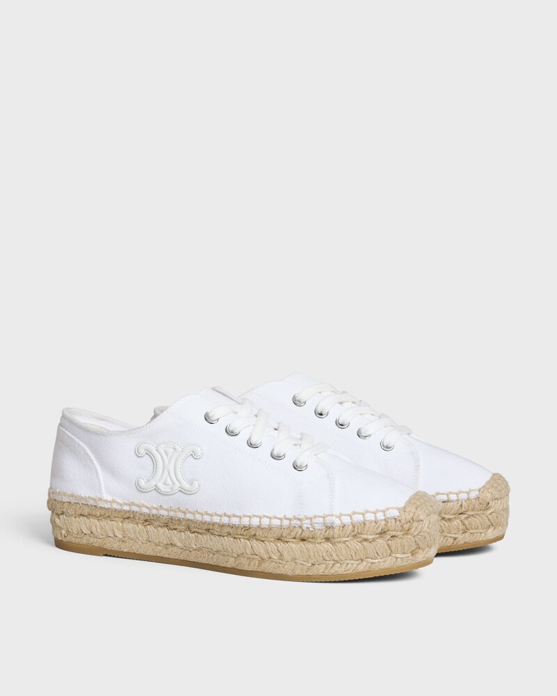 LES ESPADRILLES CELINE LACE-UP IN CANVAS AND CALFSKIN - OPTIC WHITE -  - 1 | CELINE