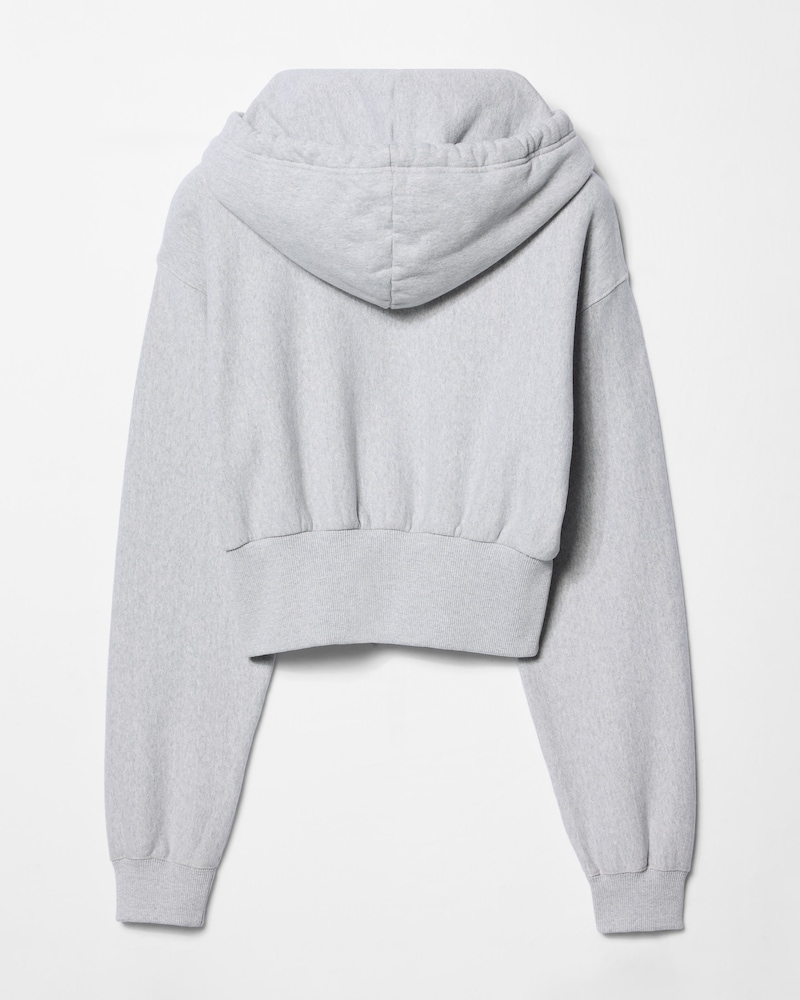 CROPPED HOODIE IN cotton fleece - GREY MELANGE / BLACK -  - 1 | CELINE