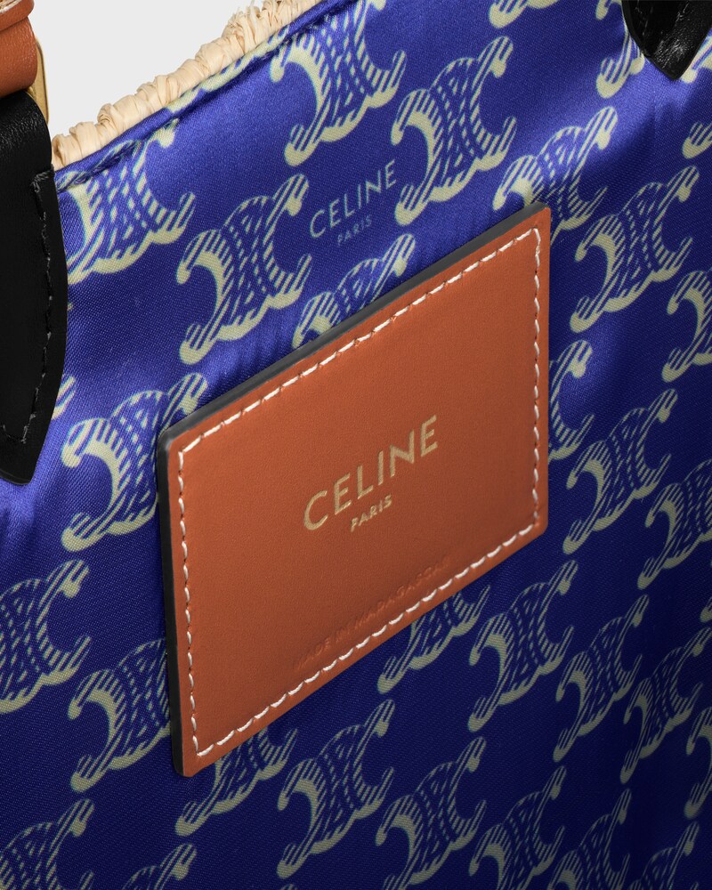 CELINE PARIS PANIER  IN RAFFIA AND CALFSKIN - NATURAL / TAN - CROSS-BODY BAGS - 1 | CELINE