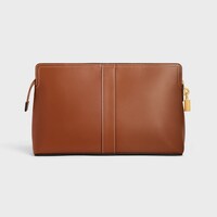 Lock Toiletry Pouch in Shiny Calfskin - TAN - ESSENTIAL GIFTS - 2 | CELINE