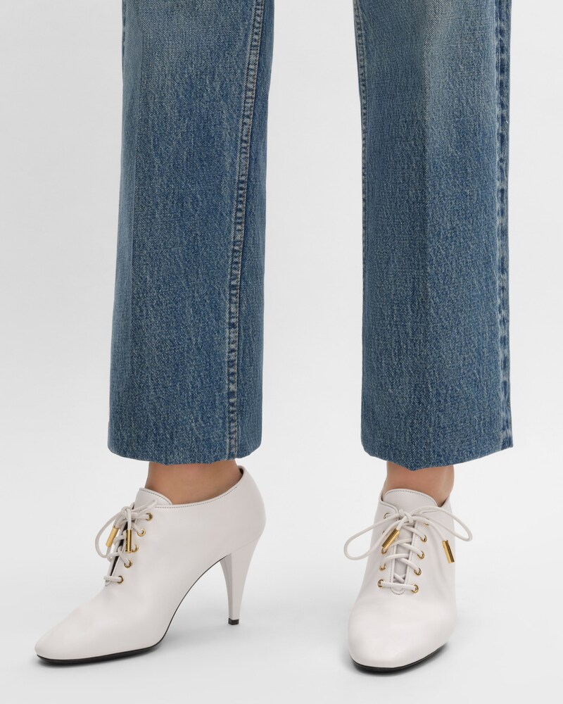 SOFT OXFORD LACE-UP HEELED BALLERINA IN calfskin - vegetal tanning - Ultra White -  - 1 | CELINE