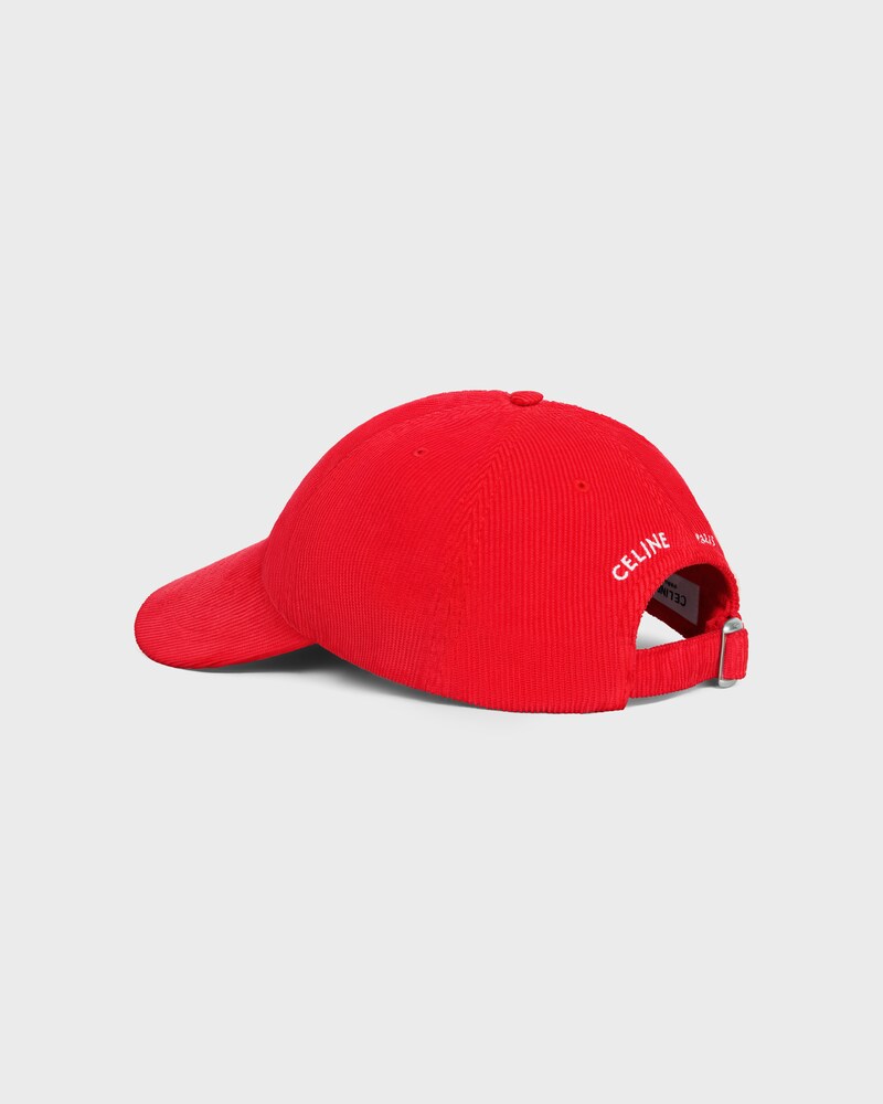 casquette baseball vivienne velours côtelé - ROUGE/BLANC -  - 1 | CELINE