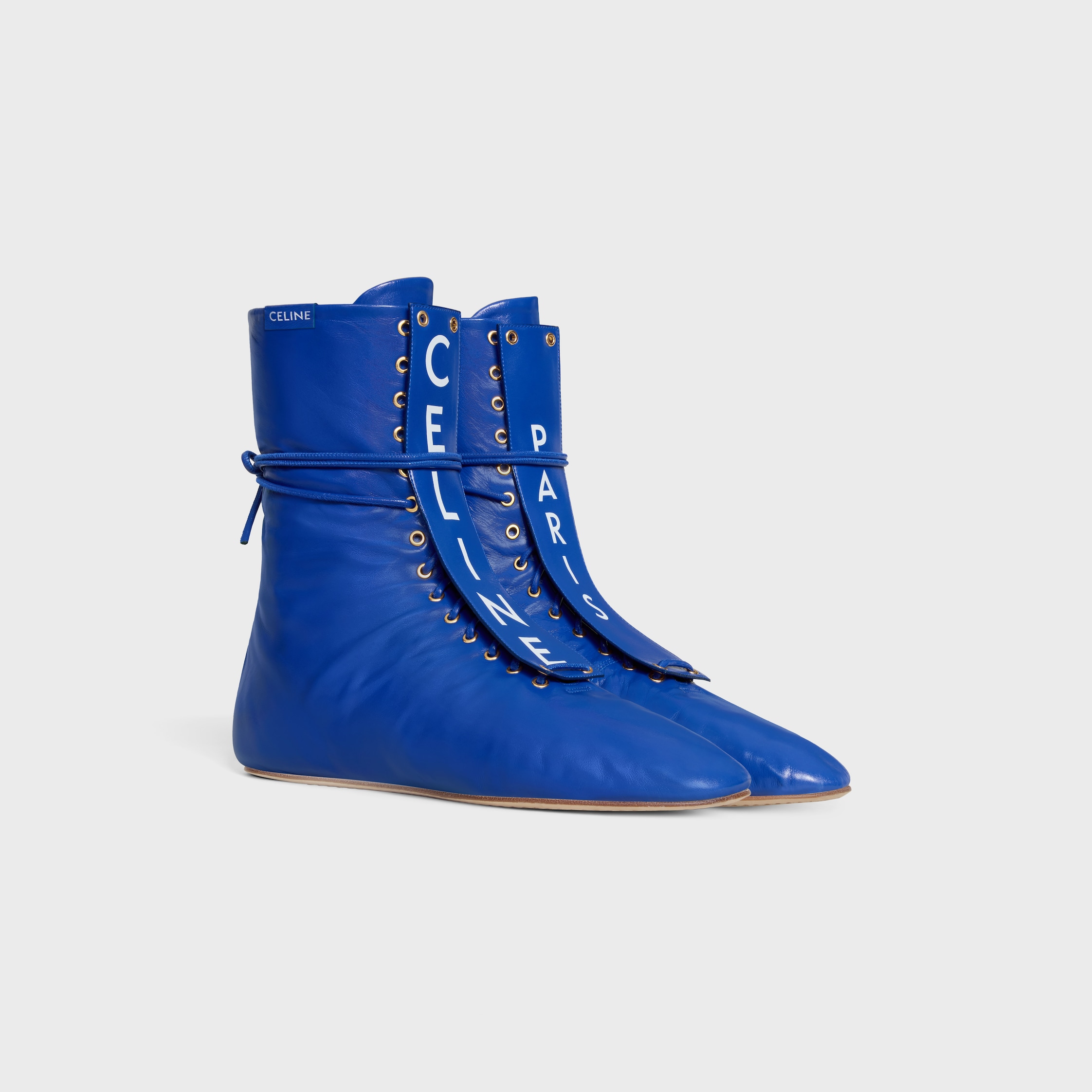 BALLET HIGH - LACE-UP BOOT IN LAMBSKIN - ULTRA BLUE | CELINE