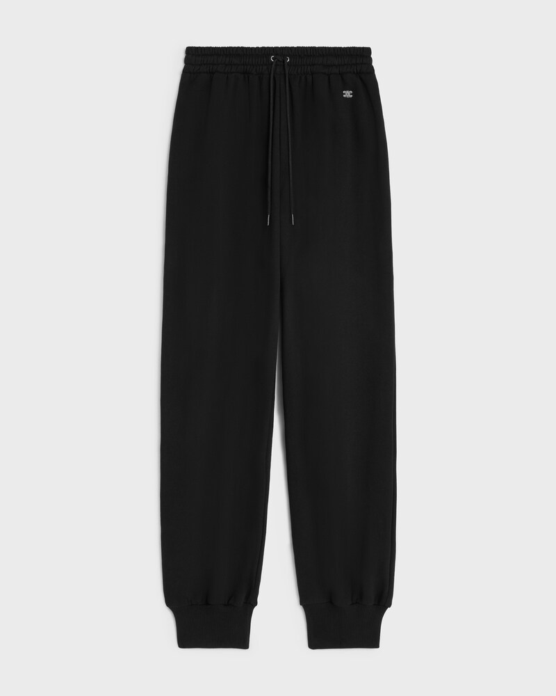sweatpants IN cotton fleece - BLACK / WHITE -  - 1 | CELINE