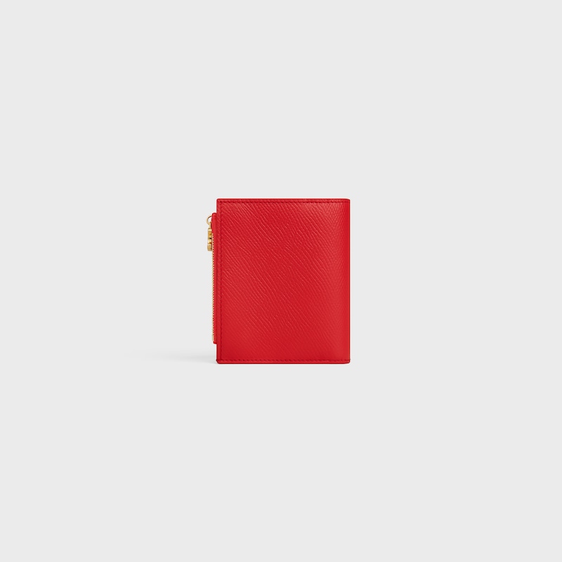 PORTAFOGLIO COMPATTO CON CHARM TRIOMPHE IN PELLE DI VITELLO GRANATA - Rosso intenso - PORTAFOGLI - 1 | CELINE