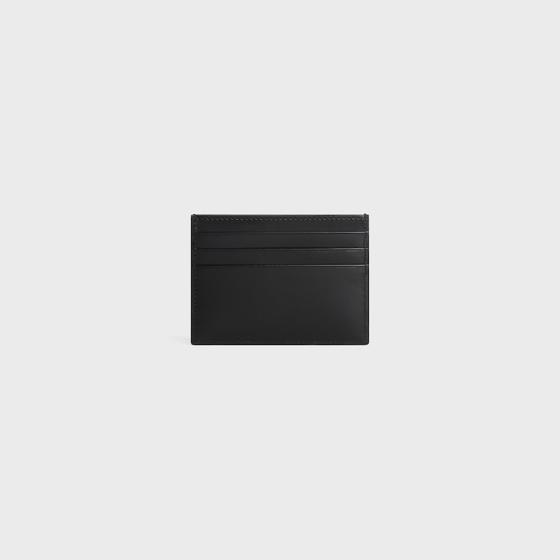LARGE CARD HOLDER in Satinated calfskin with triomphe embossed - BLACK - CARD HOLDERS - 1 | CELINE
