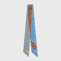 lavalliere IN silk twill - OXFORD BLUE / CINNAMON -  - 1 | CELINE