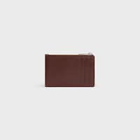 Zipped Card Holder in Satinated calfskin with triomphe embossed - CHESTNUT - CARD HOLDERS - 2 | CELINE