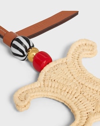 TRIOMPHE CHARM IN RAFFIA AND NATURAL CALFSKIN - NATURAL / TAN - ACCESSORIES - 2 | CELINE