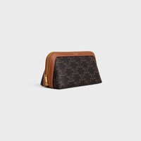 COSMETIC LIPSTICK POUCH IN TRIOMPHE CANVAS AND CALFSKIN - TAN - LIPSTICKS - 2 | CELINE