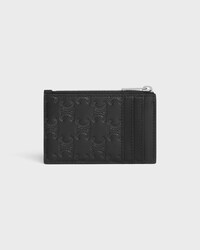 Zipped Card Holder IN Calfskin with triomphe embossed - BLACK - GIFT FINDER - 2 | CELINE