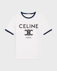 celine paris t-shirt in cotton jersey - OFF WHITE / NAVY / BLACK -  - 1 | CELINE