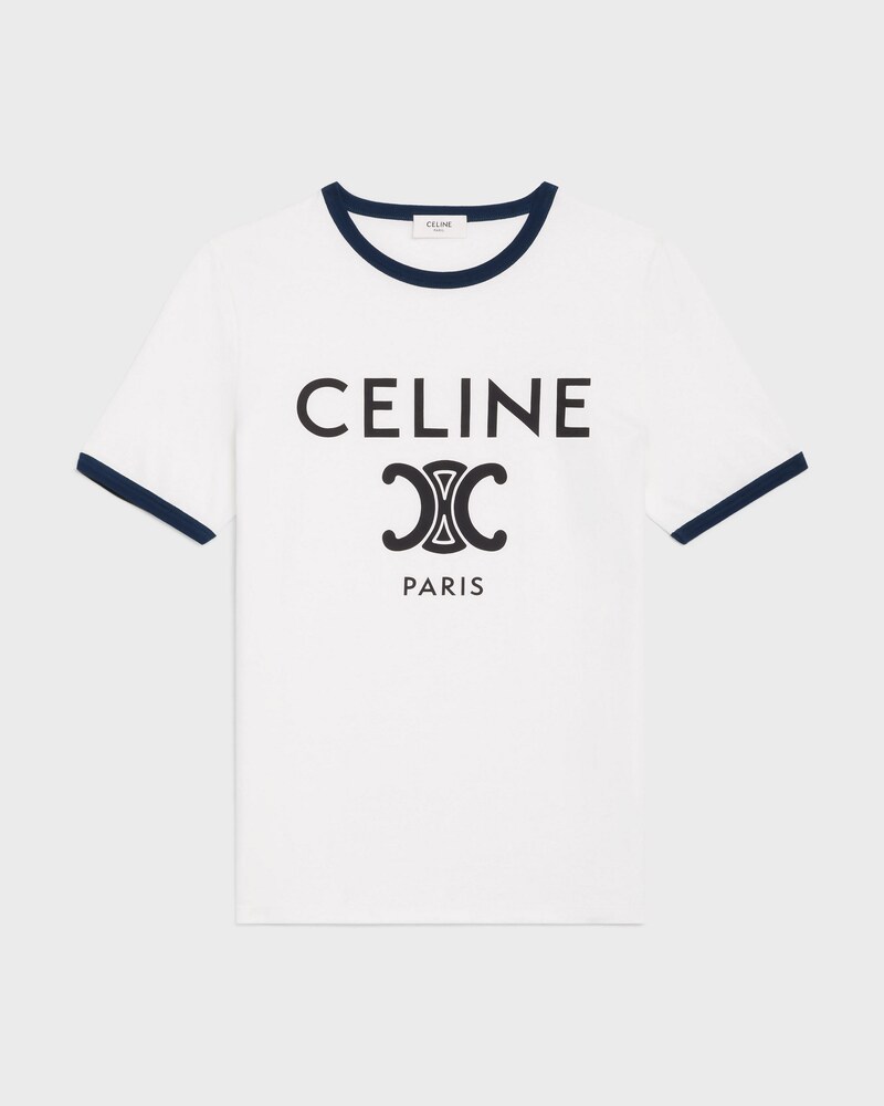 棉質平紋針織Celine Paris T恤 - 荧光白 / 海军蓝 / 黑色 -  - 1 | CELINE