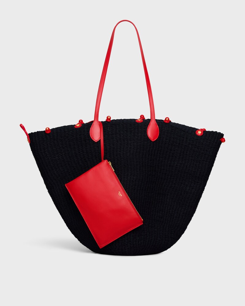 CESTINHA GRANDE TRIOMPHE EM SISAL E PELE DE BEZERRO - PRETO / VERMELHO - NOVO - 1 | CELINE