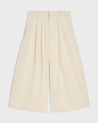 montauk cropped trousers IN DIAGONAL WOOL - IVORY -  - 1 | CELINE