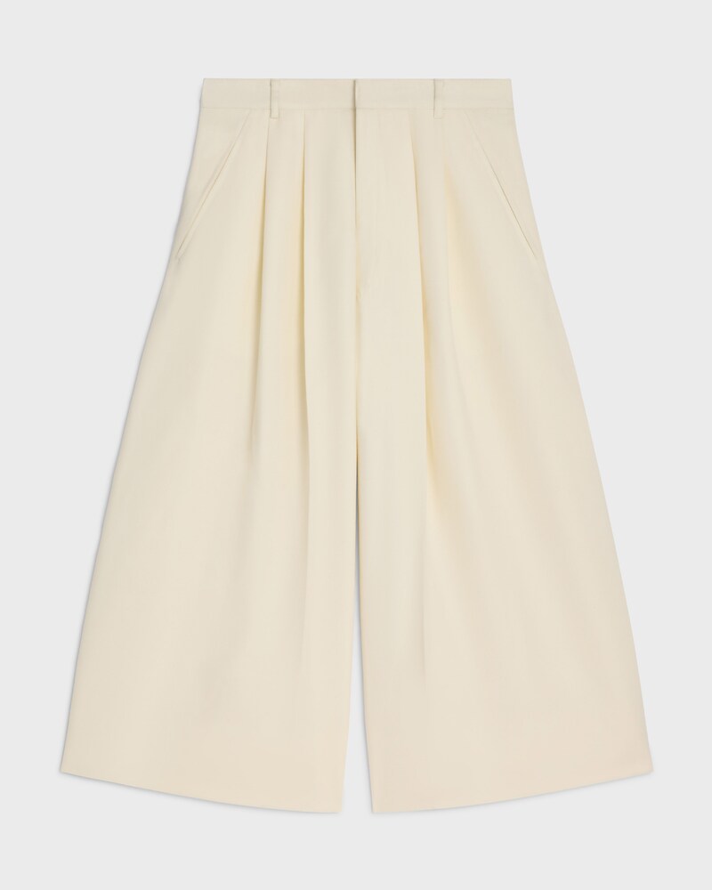 montauk cropped trousers IN DIAGONAL WOOL - IVORY -  - 1 | CELINE