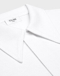 CAMISA ESTILO POLO DE PUNTO DE ALGODÓN Y SEDA - BLANCO CRUDO/AZUL MARINO -  - 2 | CELINE