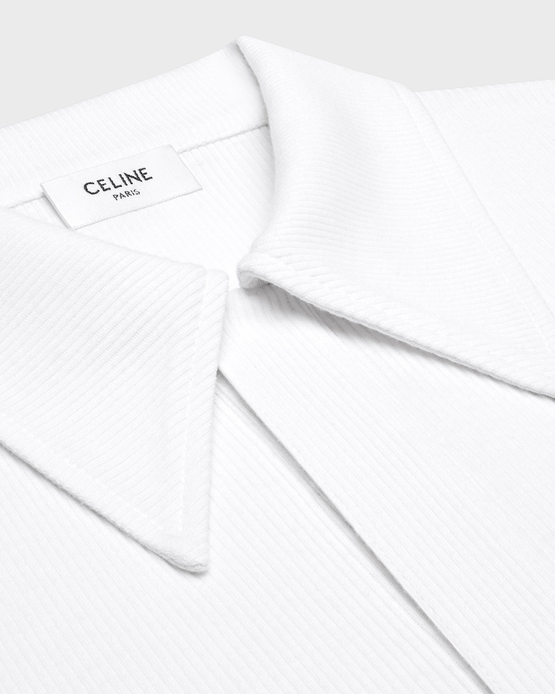 polo shirt IN ribbed cotton and silk - OFF WHITE / NAVY -  - 1 | CELINE