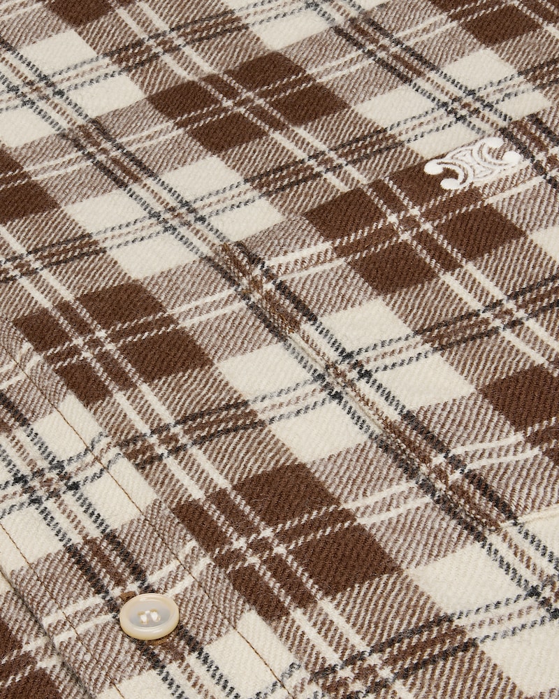 relaxed shirt IN CHECKED WOOL - BEIGE/MARRON CLAIR -  - 1 | CELINE