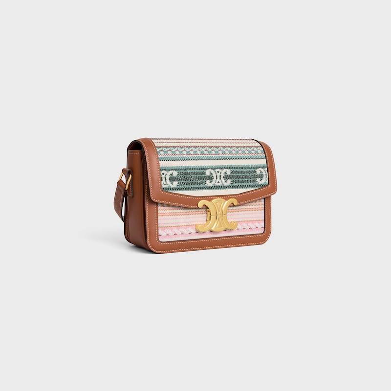 TEEN TRIOMPHE BAG IN STRIPED TEXTILE AND CALFSKIN - MULTICOLOR - TRIOMPHE - 1 | CELINE