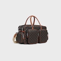 LARGE CAMERA BAG IN TRIOMPHE CANVAS AND CALFSKIN - TAN - LIFESTYLE - 2 | CELINE
