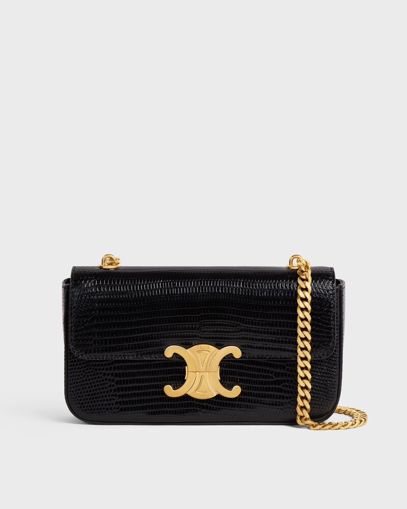 CHAIN SHOULDER BAG CLAUDE in Lizard - BLACK - MORE LINES - 1 | CELINE